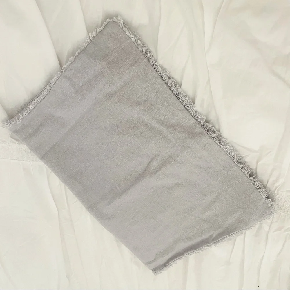 Casaluna Standard Size Pillow Sham Heavyweight Linen Blend Raw Edge Gray